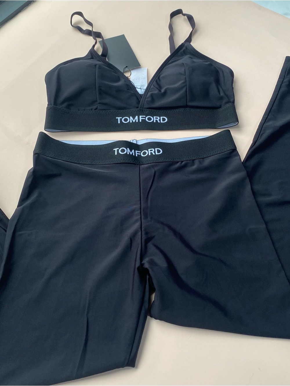 Tom Ford Black Branded Elastic Waist Legging Set